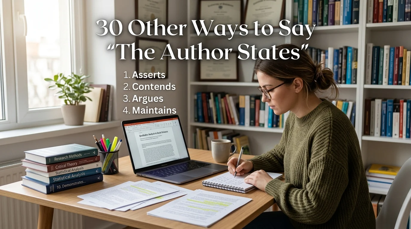 other ways to say the author states